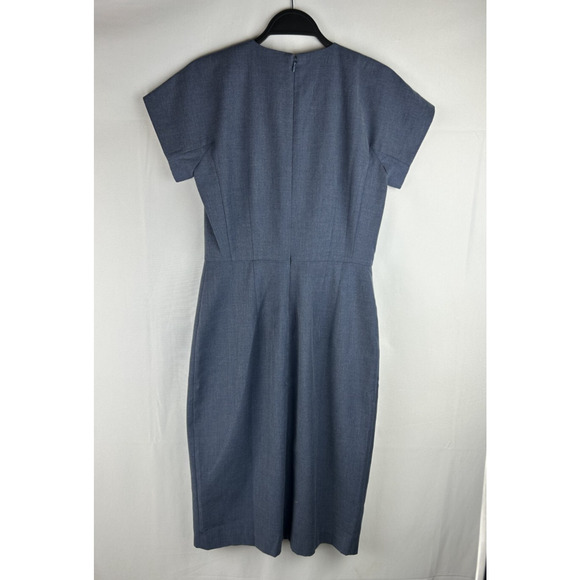 NEW Ann Taylor Sheath Dress Womens Sz 0 Blue Wool Blend Knee-Length Work Career - Picture 2 of 5
